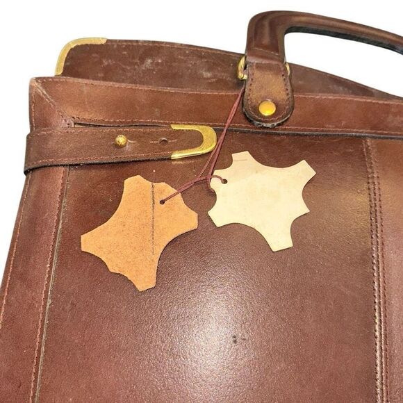 NWT Vintage HIT Briefcase Zip 3 pockets genuine leather brown - Picture 3 of 11